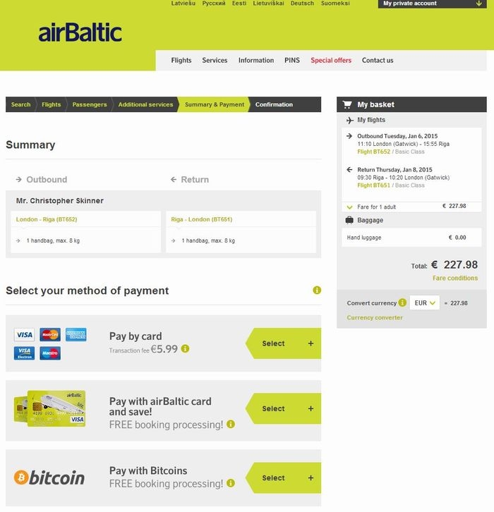 Bitcoin Air Baltic